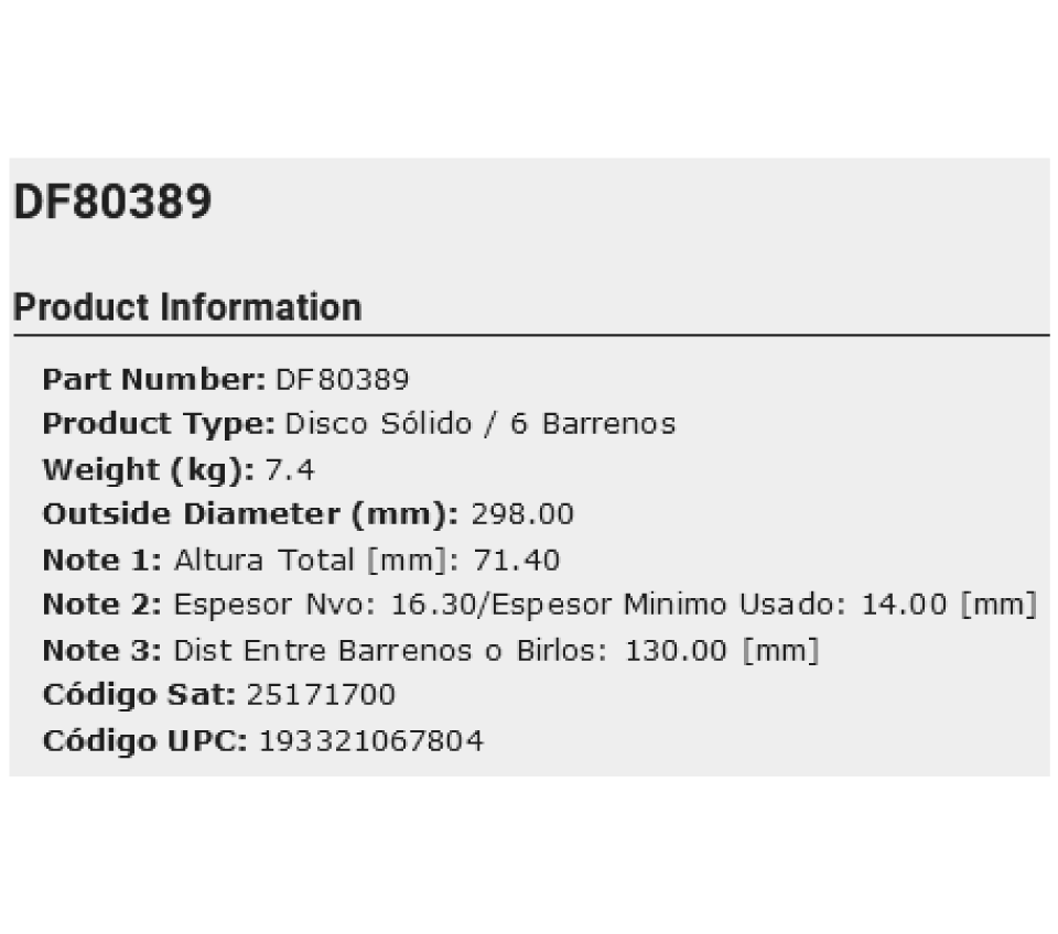 DISCO FRENO TRASERO SPRINTER 2.1L 07-08, 010-012, 015-018, CLS400 3.5L 2018 (298mm EXT)