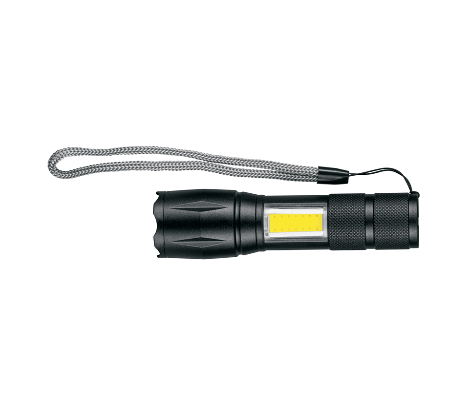 LINTERNA LED RECARGABLE DE ALUMINIO C/LUZ LATERAL, 270 LM