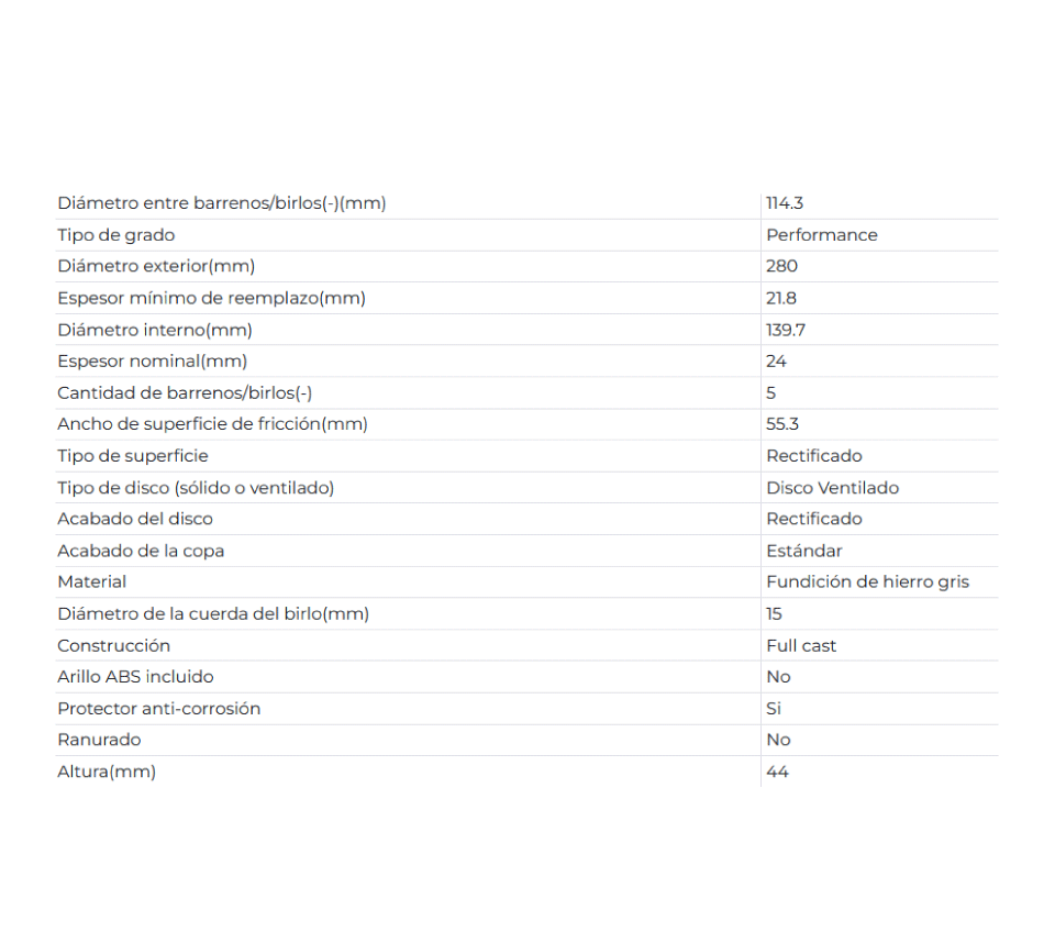 DISCO FRENO DELANTERO FLUENCE 011-017, DUSTER 013-020, OROCH 018-020,CAPTUR 018-020 (280mm EXT)