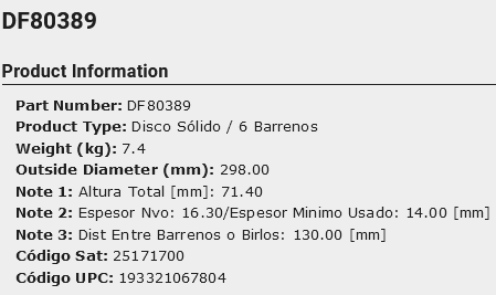 DISCO FRENO TRASERO SPRINTER 2.1L 07-08, 010-012, 015-018, CLS400 3.5L 2018 (298mm EXT)