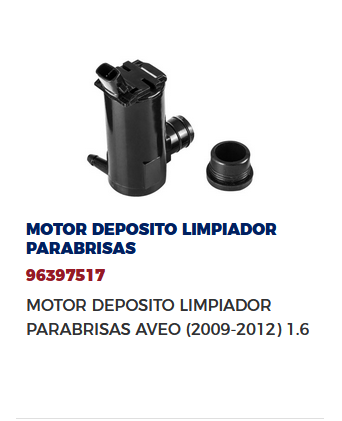 MOTOR DEPOSITO LIMPIAPARABRISAS CHEVROLET AVEO 1.6L 08-018, OPTRA 2.0L 06-010
