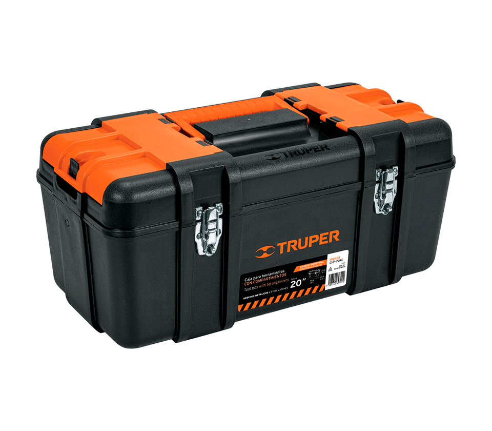 CAJA P/HERRAMIENTA 20 CON COMPARTIMENTOS, BROCHES METALICOS