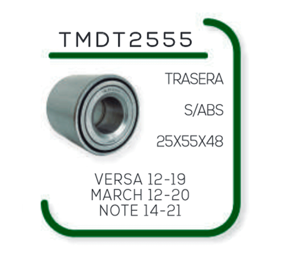 BALERO DOBLE RUEDA TRASERA VERSA 2012-2019, MARCH 2012-2020, NOTE 2014-2019 (S/ABS)