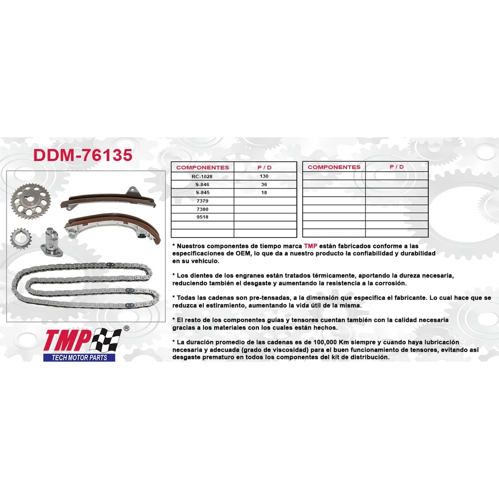 KIT DE DISTRIBUCION TOY COROLLA LE 03/08 1.8L L4