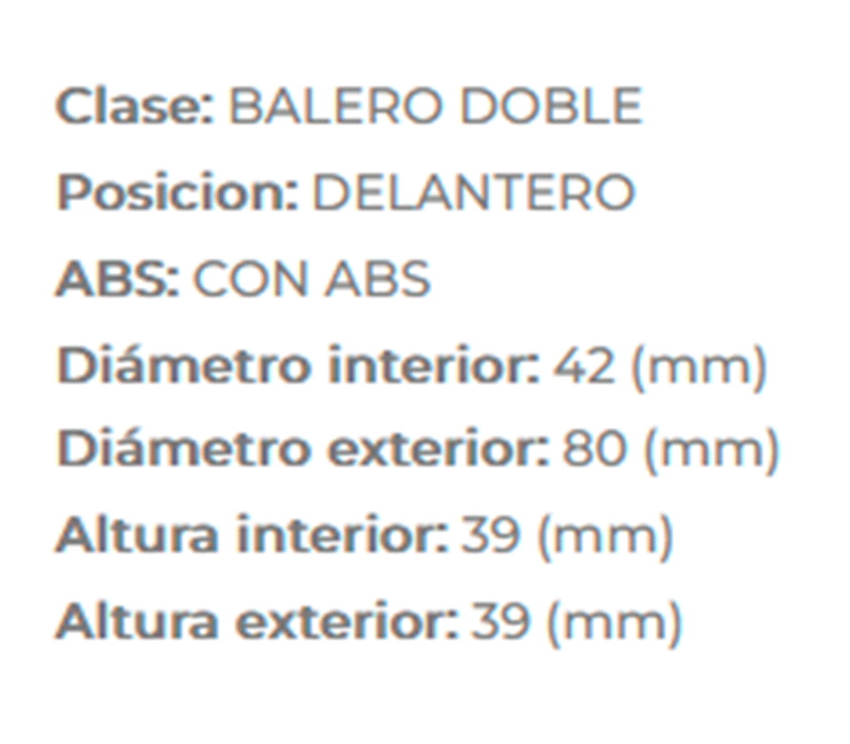 BALERO RUEDA DELANTERA DUSTER 013-020, OROCH 018-022, FLUENCE 011-017, SENTRA 020-023, KICKS 020-023