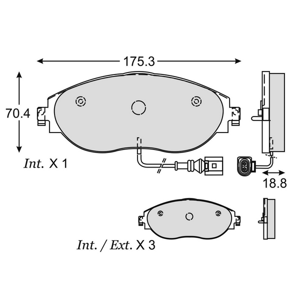 BALATA DELANTERA TIGUAN 2018-2022, TARRACO 2019-2022, JETTA GLI 2.0L 2019-2021 C/SENSOR (DISCO 340mm)