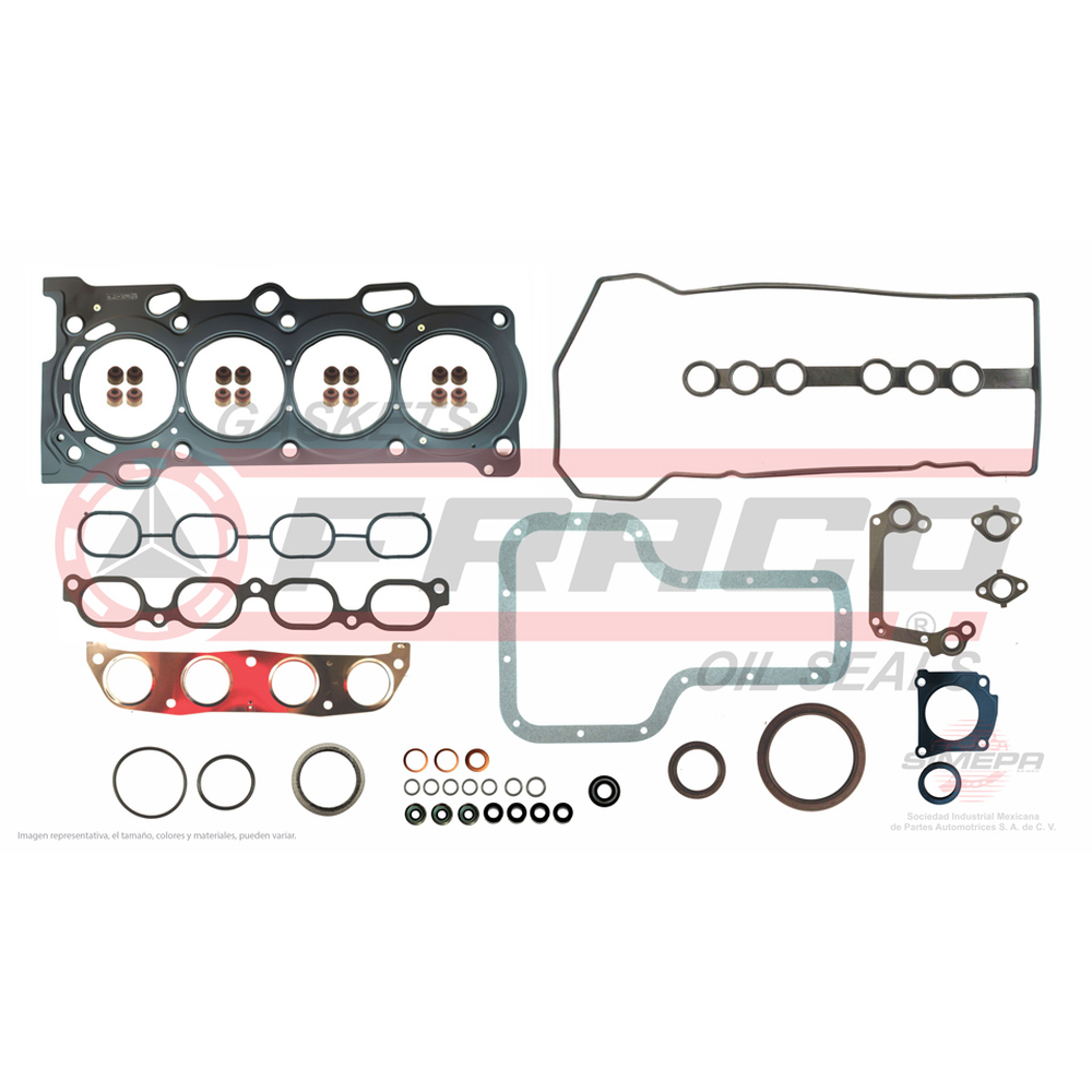 JGO JUNTAS MOTOR COMPLETO TOYOTA COROLLA 1.8L 03-08, METRIX 1.8L 03-08