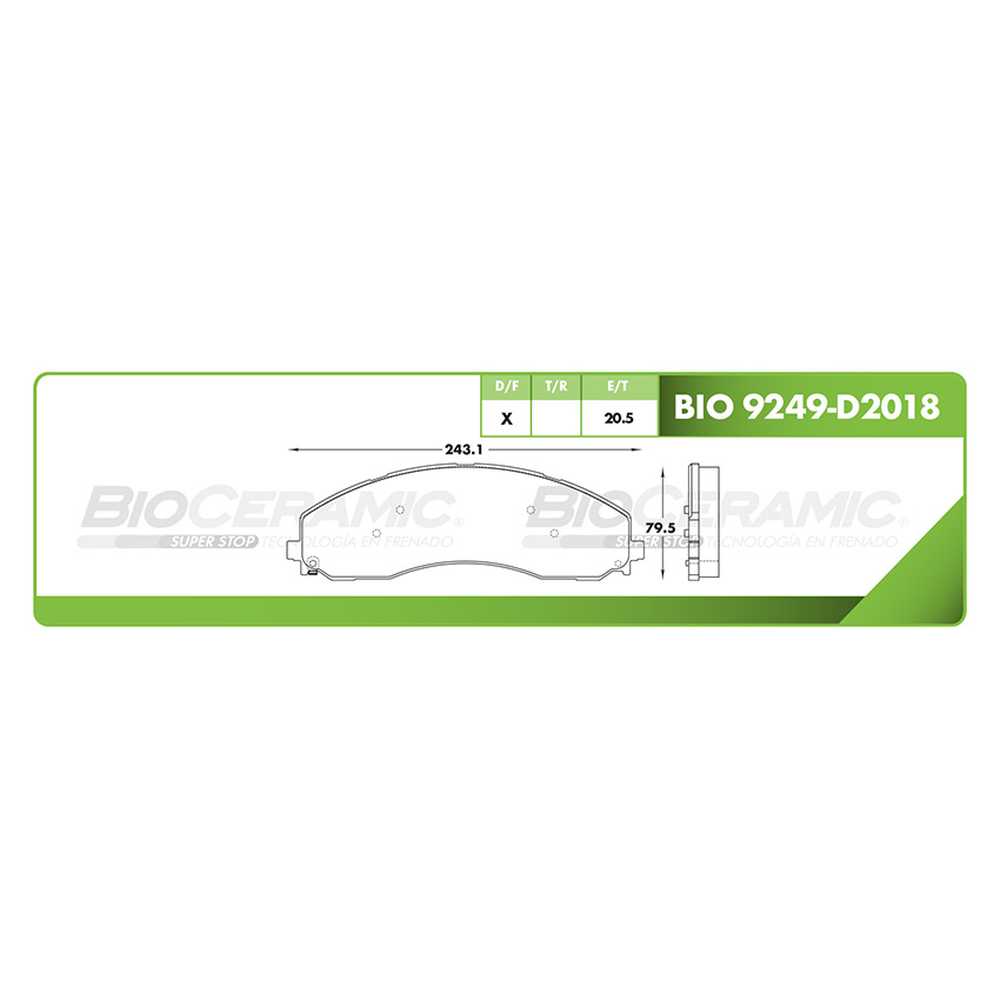 BALATA BIOCERAMICA DELANTERA Y TRASERA DISCO FORD F450 017-022, F550 017-022, F350 018-019 (SUPER DUTY)