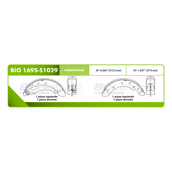 BALATA TRASERA TAMBOR BIOCERAMICA PLATINA-CLIO 02-10 SANDERO STEPWAY10/12 VISION, ARGO 021-022