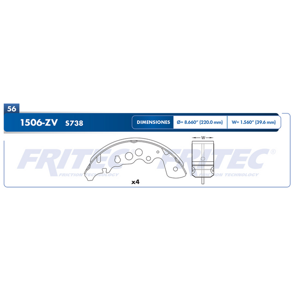 BALATA TRASERA TAMBOR CHEVROLET TRACKER 99/04