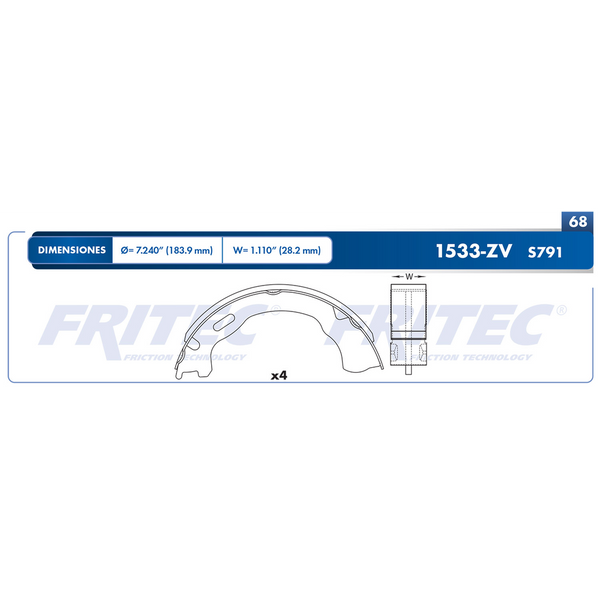 BALATA FRENO ESTACIONAMIENTO FORD EXPLORER 02-010,  AVIATOR  03-05  ( S791)