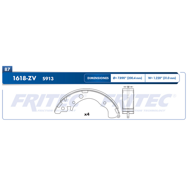 BALATA TRASERA TAMBOR HONDA FIT 09-020, CITY 010-022, HR-V 2023, CIVIC 06-015