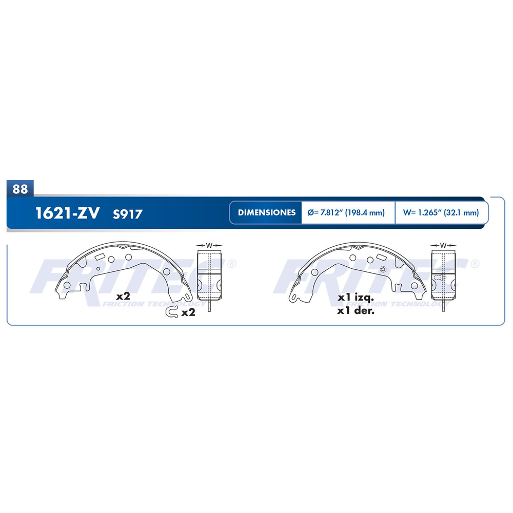 BALATA TRASERA TAMBOR TOYOTA YARIS 2007-2016, YARIS (TAILANDIA) 2017-2022 (SEDAN)