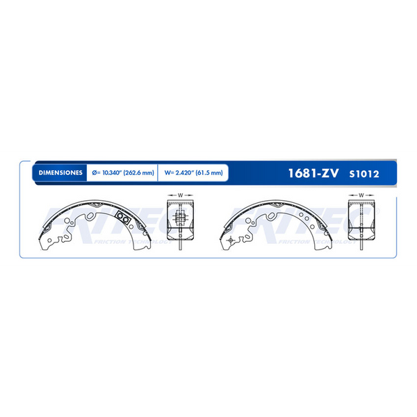 BALATA TRASERA TAMBOR TOYOTA HILUX 2009-2018 (DOBLE CABINA) 6 BIRLOS