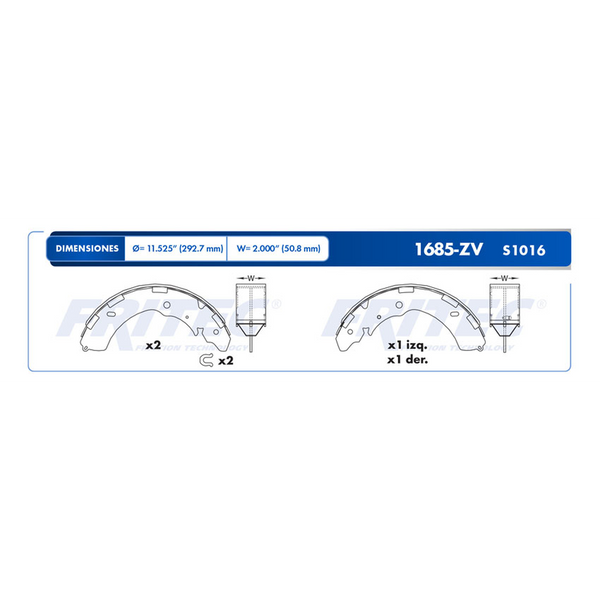 BALATA TRASERA TAMBOR L-200 2009-2012, CHEVROLET COLORADO 2013-2015