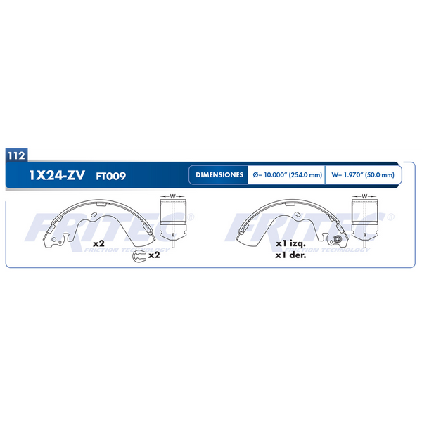 BALATA TRASERA TAMBOR DODGE H100 03-05  (GASOLINA)
