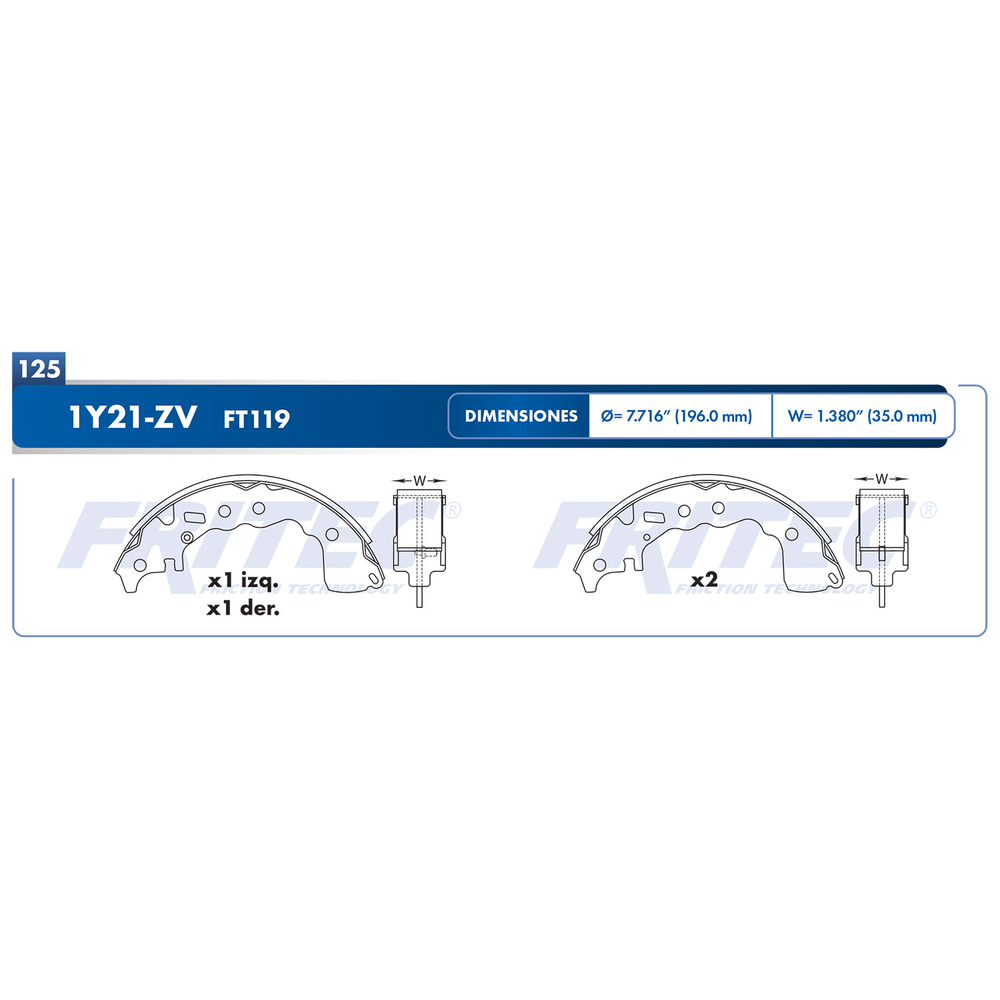 BALATA TRASERA TAMBOR NISSAN KICKS 1.6L 2017-2023, NISSAN VERSA 2020-2022