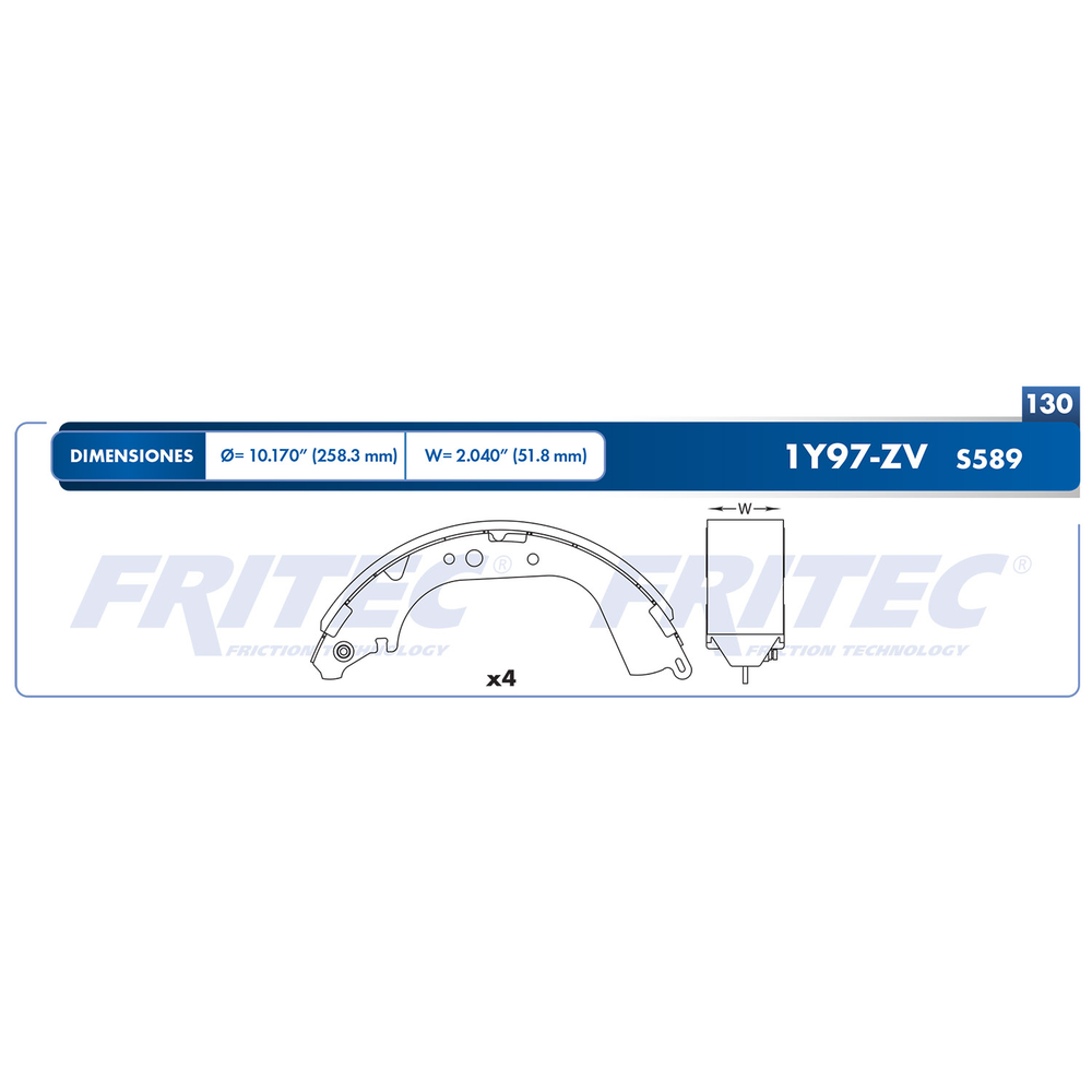 BALATA TRASERA TAMBOR TOYOTA HIACE 013-014