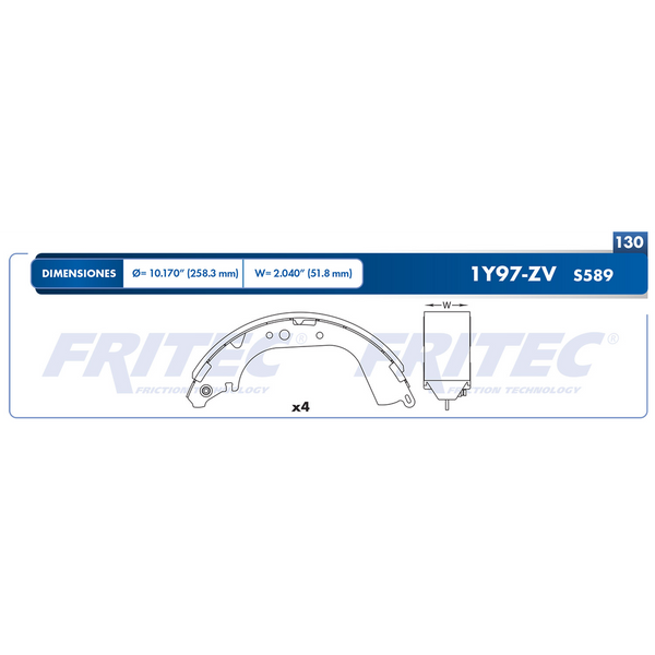 BALATA TRASERA TAMBOR TOYOTA HIACE 013-014