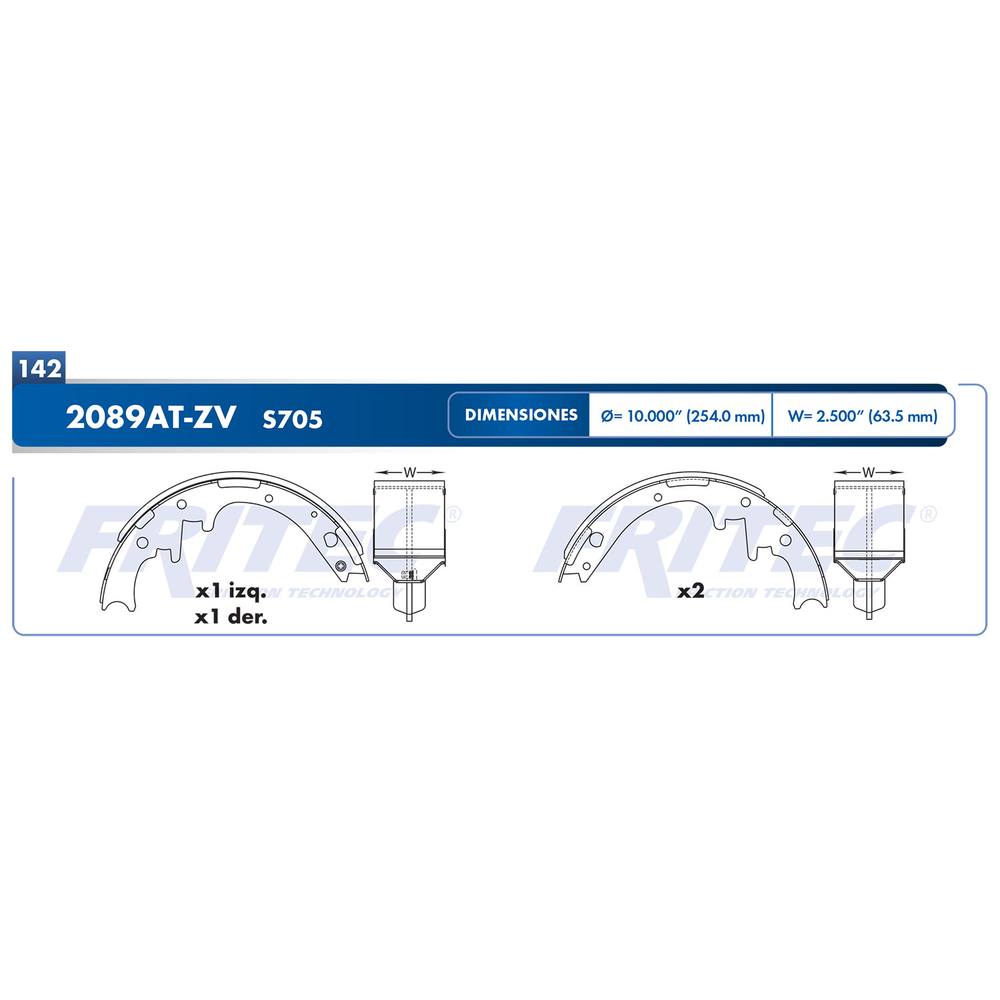 BALATA TRASERA TAMBOR FORD EXPLORER RANGER 95-00 (PARA TAMBOR DE 10")