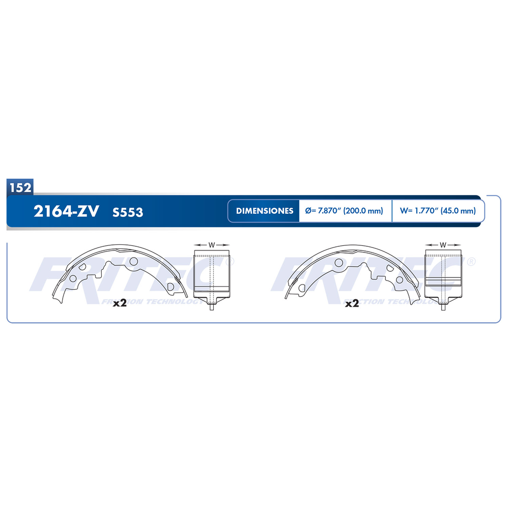 BALATA TRASERA TAMBOR PONTIAC SUNFIRE 97-02, CAVALIER 93-97
