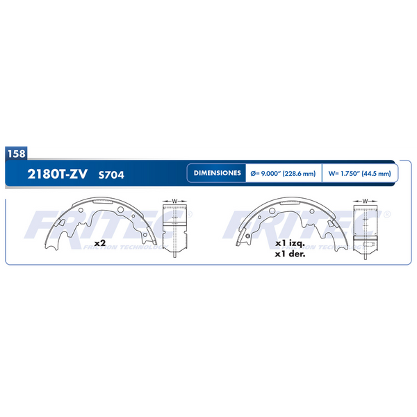BALATA TRASERA TAMBOR FORD RANGER 95-97 03-014 TAMBOR DE 9 " (WBC50240)