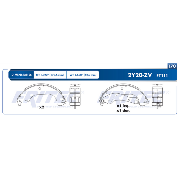 BALATA TRASERA TAMBOR DODGE RAM 700 CLUB CAB 015-018