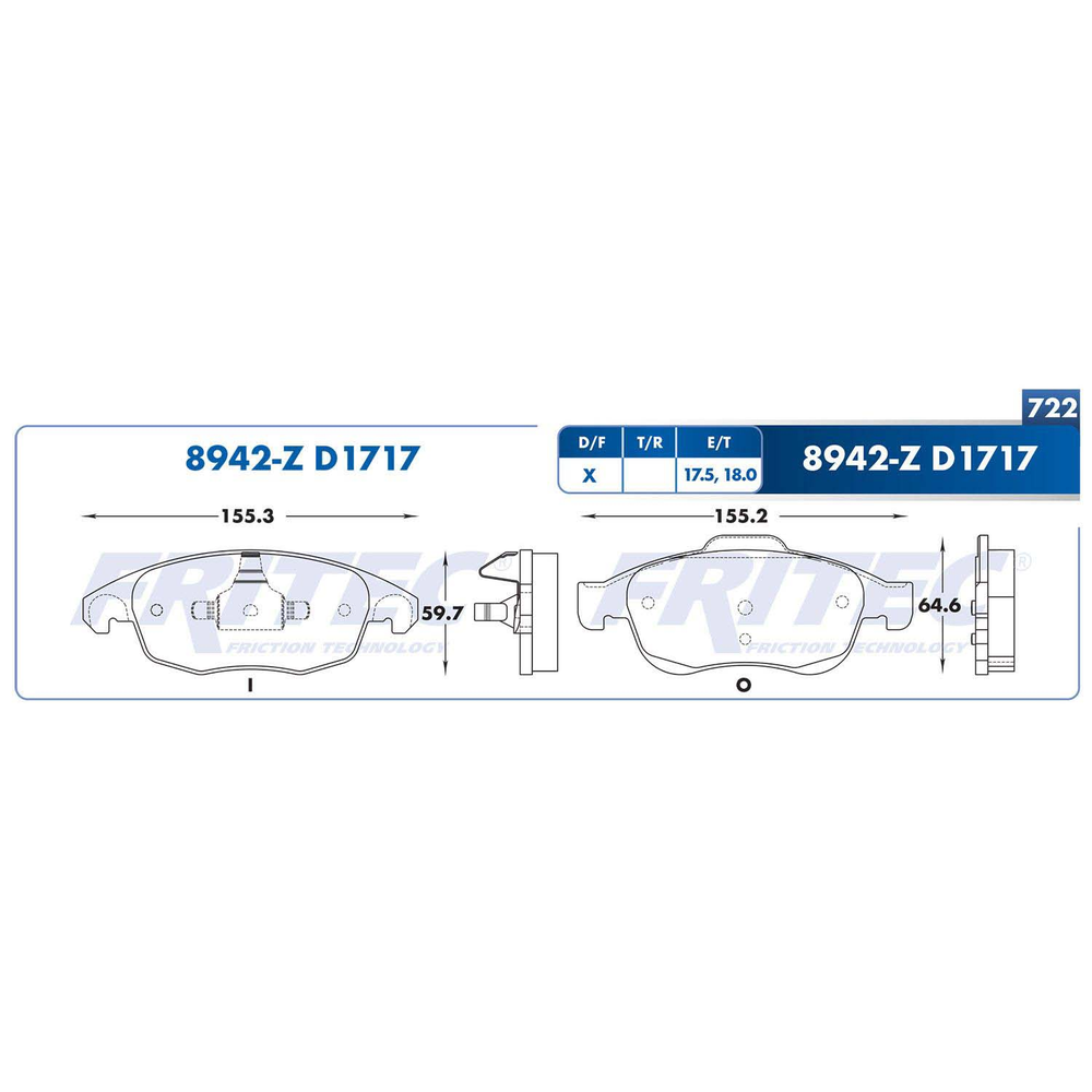 BALATA DELANTERA PEUGEOT PARTNER 1.6L 2012-2019
