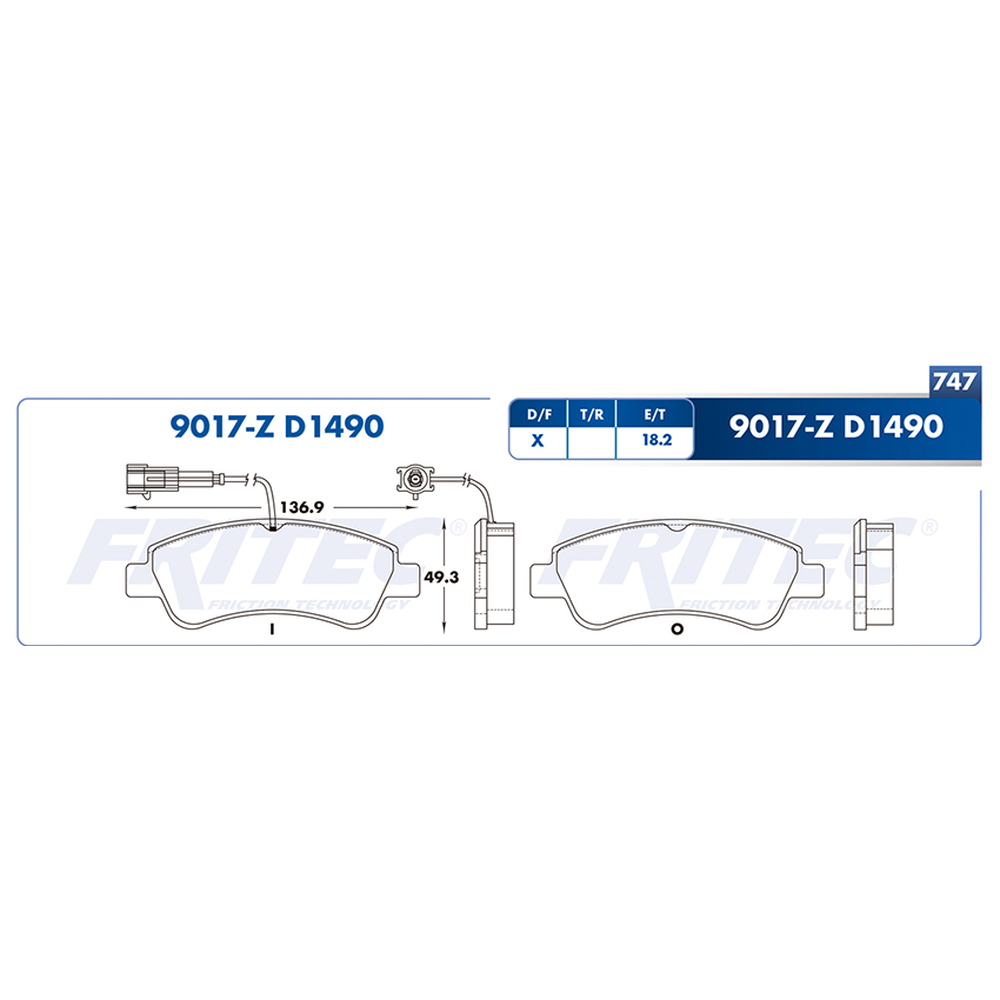BALATAS DISCO TRASERA FIA DUCATO 08/15 RAM PROMASTER1500 14/16  D1490