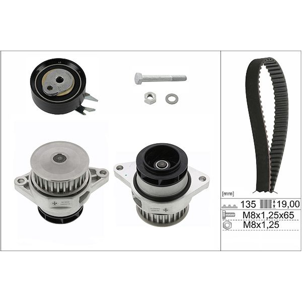 KIT DE DISTRIBUCION CON BOMBA DE AGUA GOL 1.6L 09-020, POLO 1.6L 03-07, IBIZA-CORDOBA 1.6L 01-09