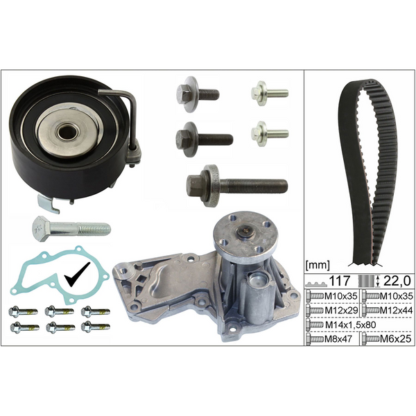 KIT DE DISTRIBUCION CON BOMBA DE AGUA FORD FIESTA 1.6L 011-019, FORD IKON 012-015, FORD FIGO L4 016-019