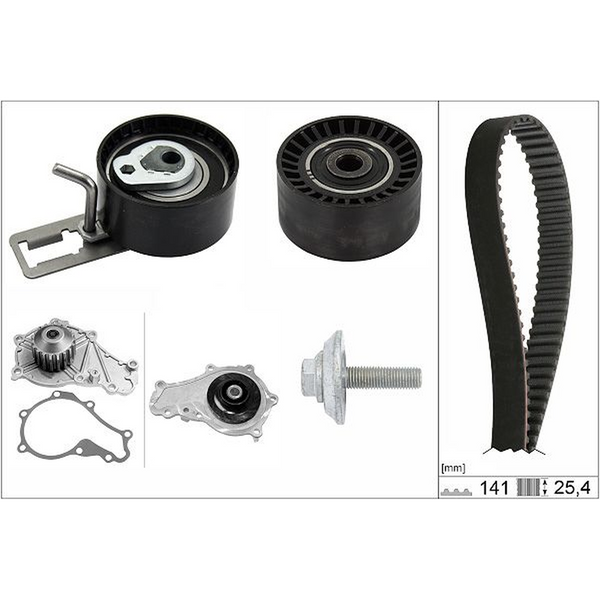 KIT DE DISTRIBUCION CON BOMBA AGUA RIFTER 020-022, PEUG 301 016-020, PARTNER 013-022 (TODOS DIESEL)