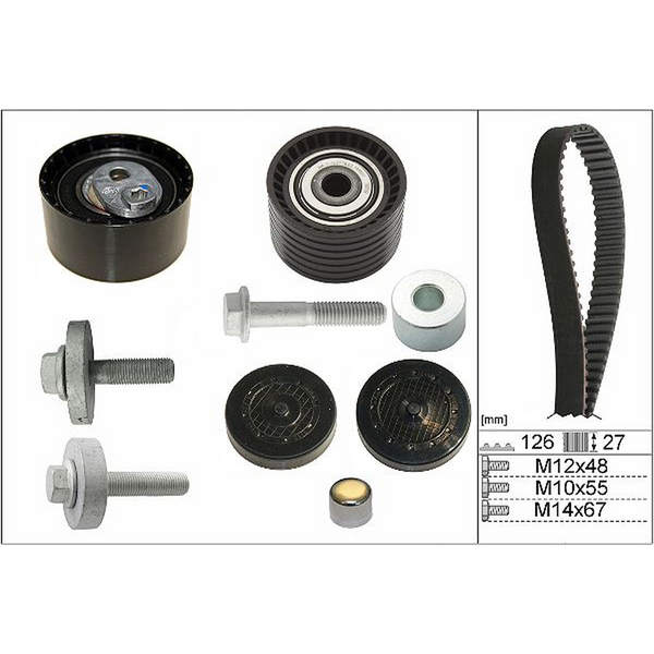 KIT DE DISTRIBUCION DUSTER 2.0L 2013-2020, OROCH 2.0L 2018-2022, CAPTUR 2018-2020, MEGANE 2004-2010 (126D)