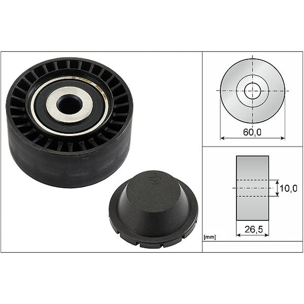 POLEA GUIA ACCESORIOS PEUGEOT 206 2000-2009, PARTNER 1.6L 2003-2009, GRAND RAID 1.6L 2007-2009