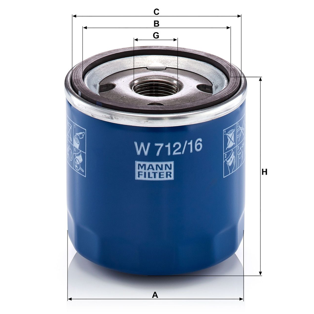 FILTRO DE ACEITE FIAT PANDA 1.2L 07-012, ALFA ROMEO 147 2.0L 02-05