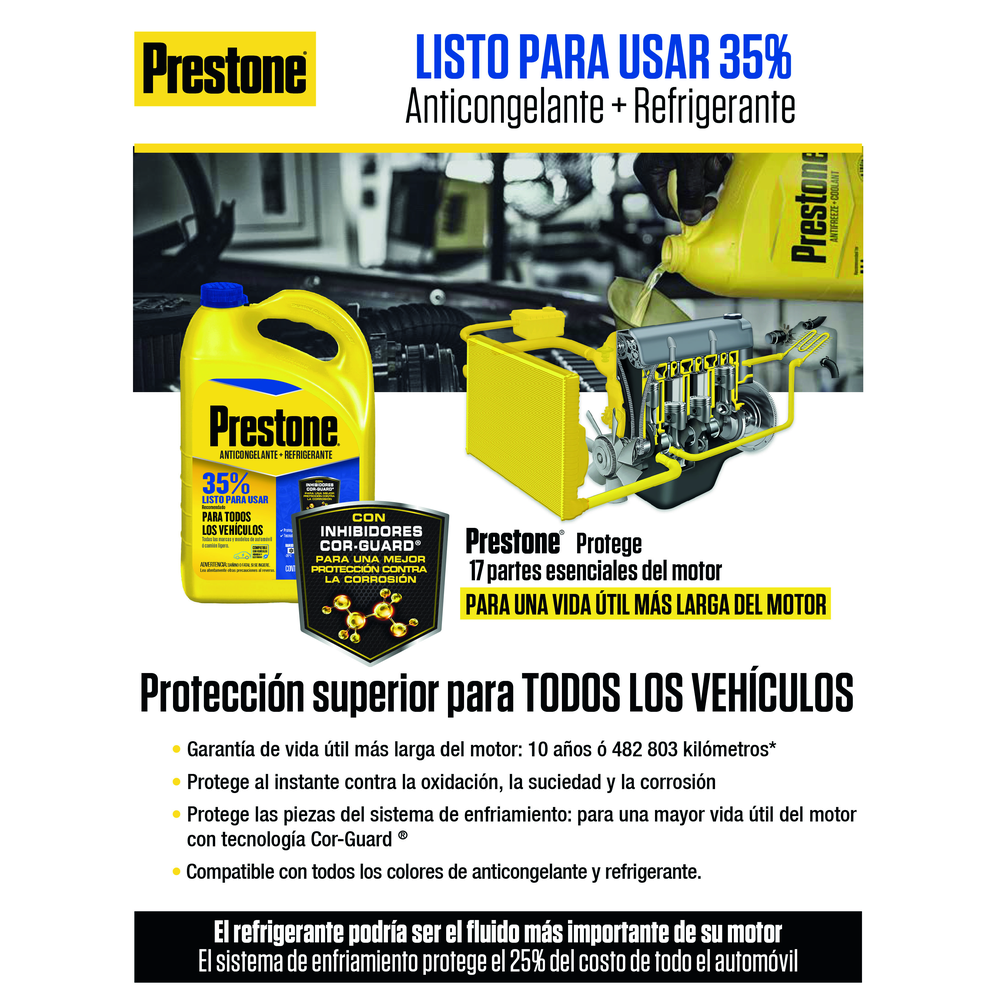 ANTICONGELANTE PRESTONE COR-GUARD LISTO PARA USAR 35%  3.785 L