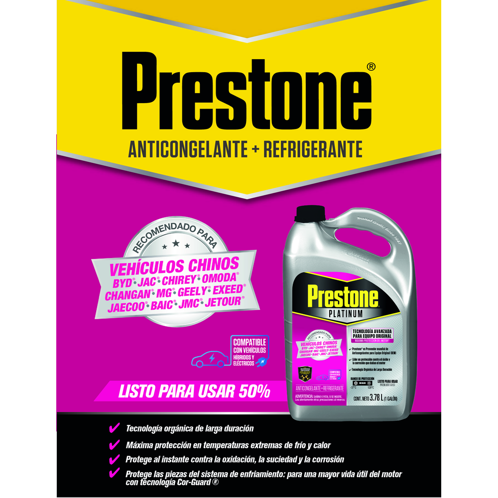 REFRIGERANTE PRESTONE AFC VEHICULOS CHINOS ROSA 50% GALON