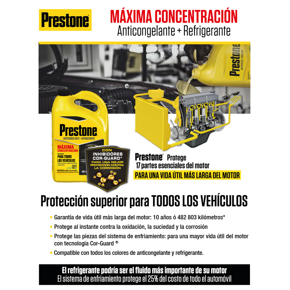 ANTICONGELANTE PRESTONE COR-GUARD CONCENTRADO 70% 3.785 L