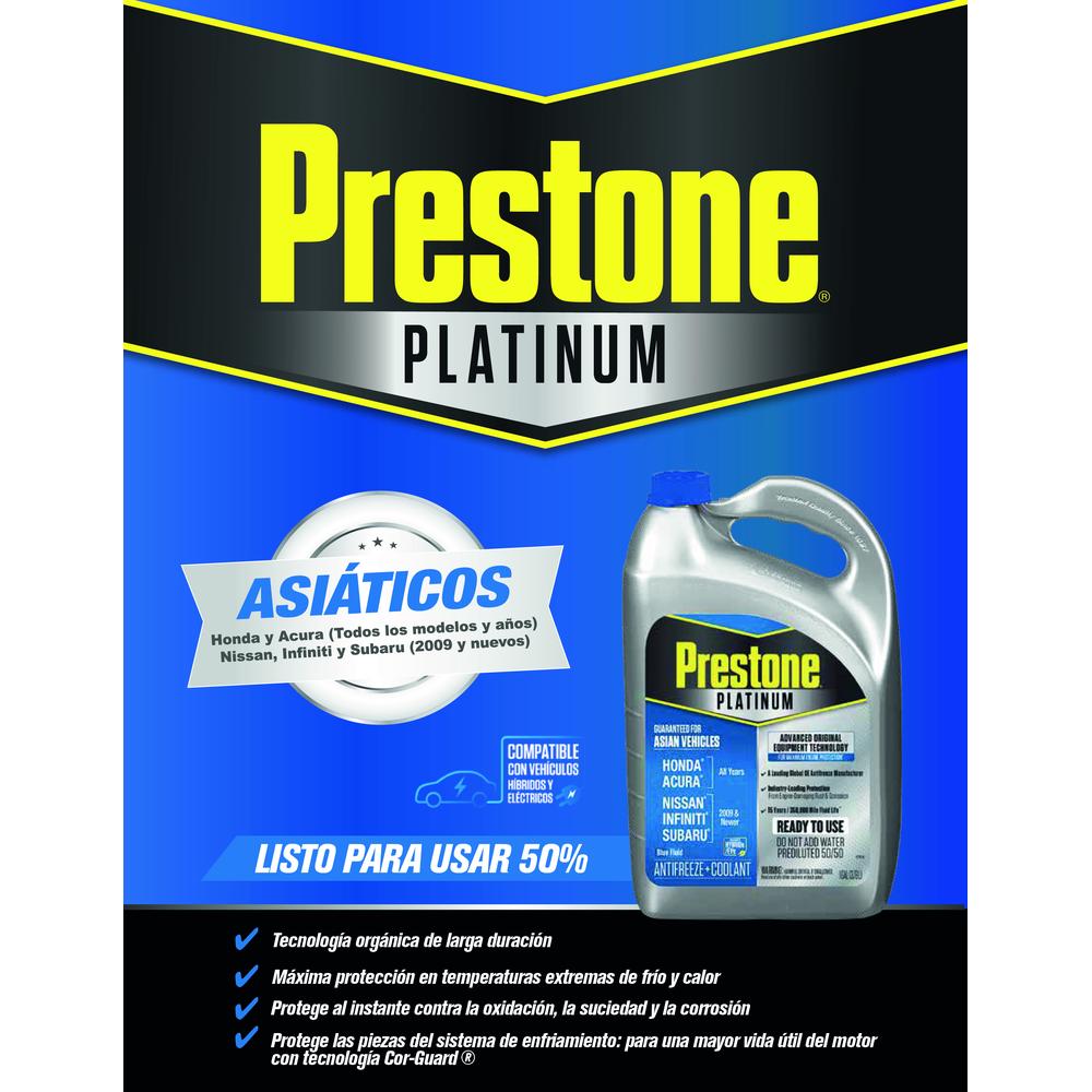 ANTICONGELANTE PRESTONE AZUL VEHICULOS ASIATICOS LISTO PARA USAR 50% 3.785