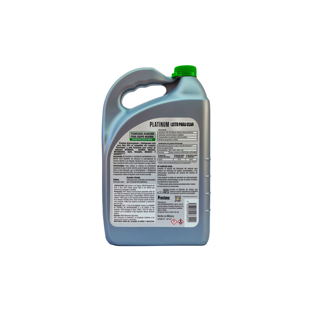 ANTICONGELANTE PRESTONE VERDE ASIATICOS LISTO PARA USAR 50% 3.785L