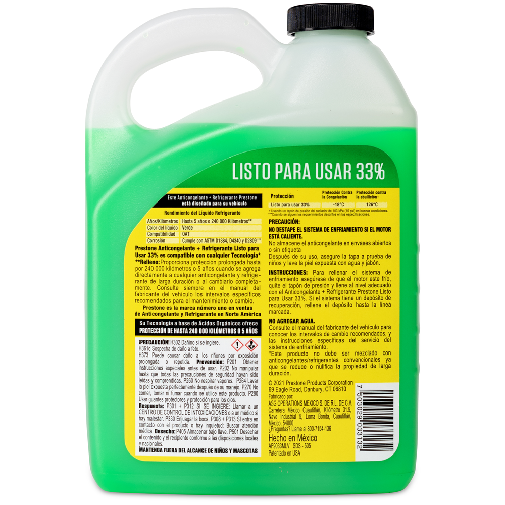 ANTICONGELANTE PRESTONE VERDE LISTO PARA USAR 33% 946ML