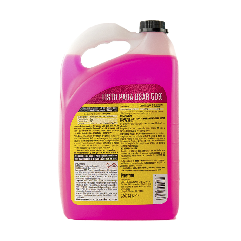 ANTICONGELANTE PRESTONE ROSA LISTO PARA USAR 50% 3.785 L