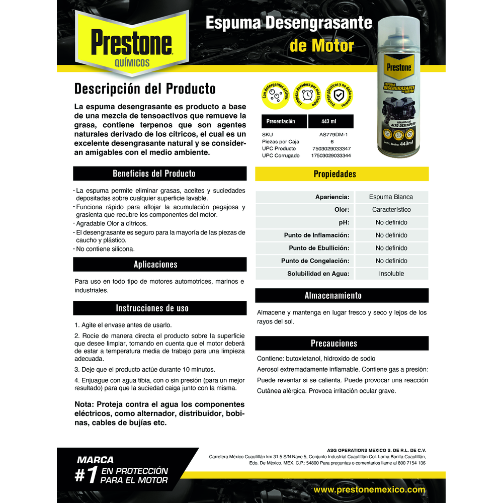 ESPUMA DESENGRASANTE DE MOTOR 443ML