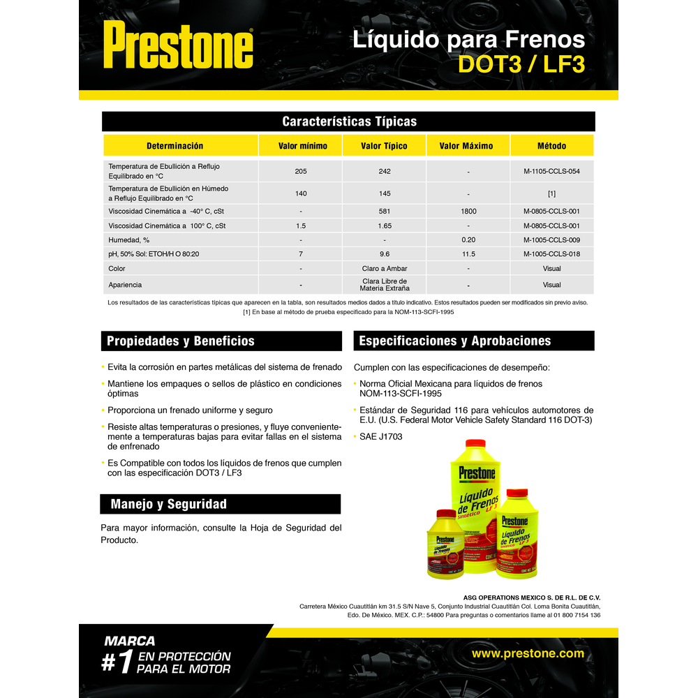PRESTONE LIQUIDO PARA FRENOS DOT3 946 ML