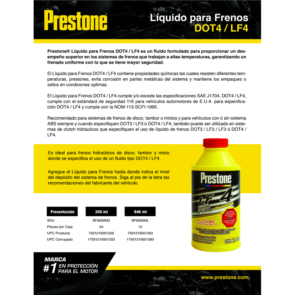 PRESTONE LIQUIDO PARA FRENOS DOT4 946 ML