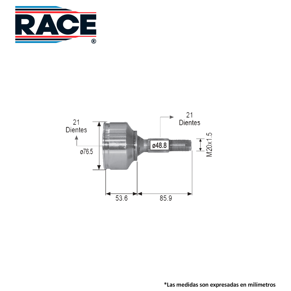 JUNTA LADO RUEDA IZQ-DER PEUGEOT 206 2000-2004 (T/MAN) S/ABS (21EXT-21INT)