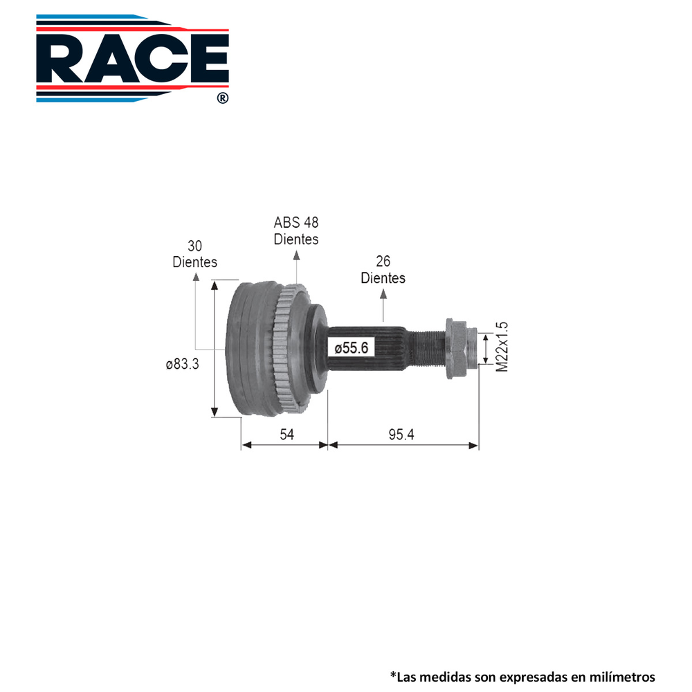 JUNTA LADO RUEDA IZQ-DER TOYOTA COROLLA 1.8L 2009-2014 (T/M/A) (26EXT-30INT)