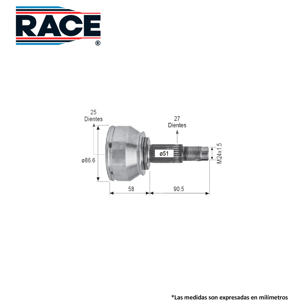 JUNTA LADO RUEDA IZQ-DER RAM 700 1.6L 015-017, FIAT STRADA  1.6L/1.8L 06-012,  27EXT-25INT
