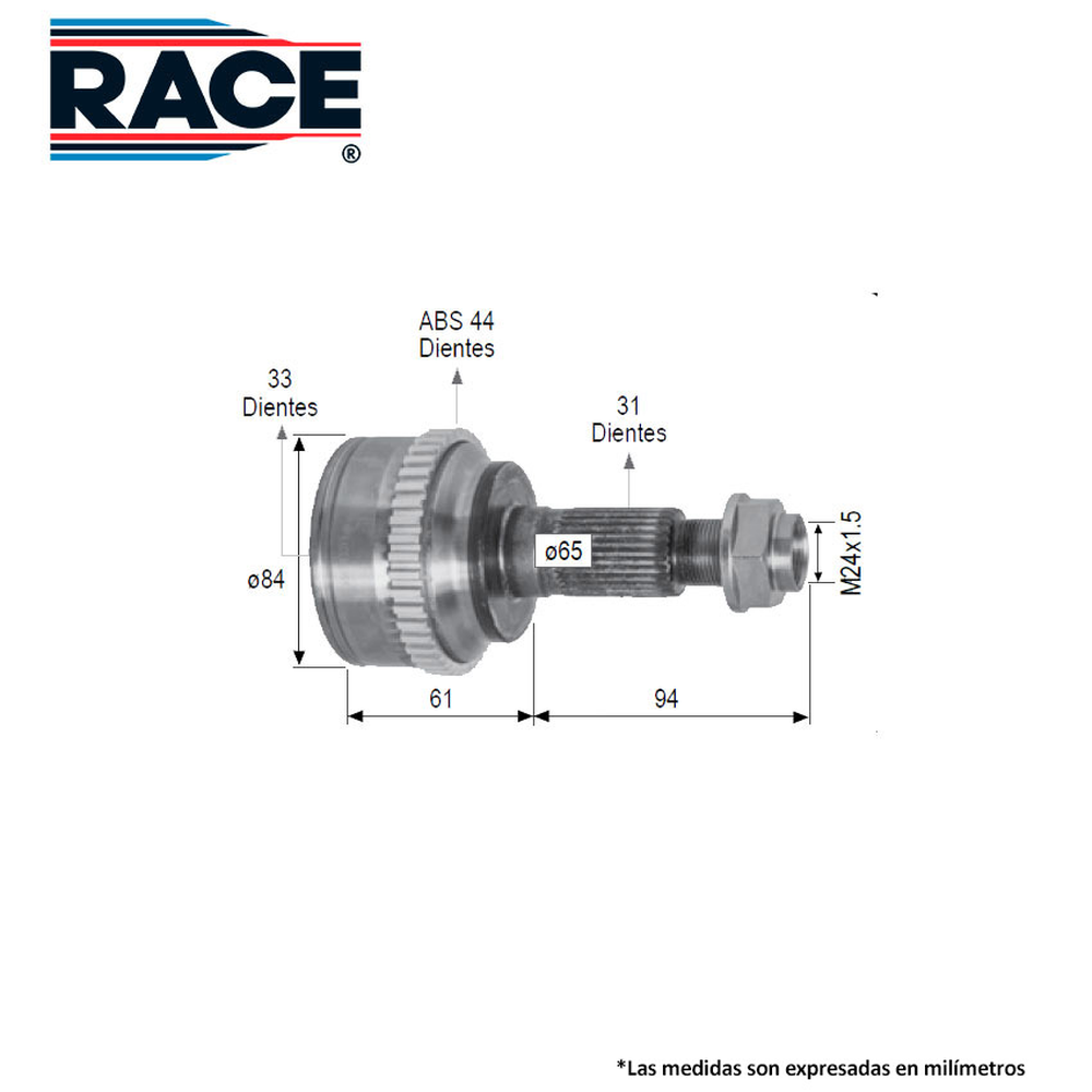JUNTA LADO RUEDA IZQ-DER MAZDA CX-7 07-012, EDGE 3.5L 07-013 (44D ABS) 33INT X 31EXT