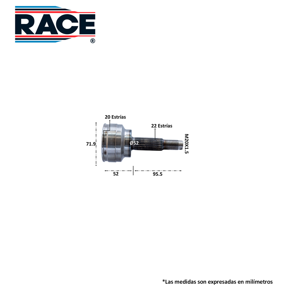 JUNTA LADO RUEDA IZQ-DER CHEVROLET SPARK 1.2L (CLASICO) 2011-2017 (22EXT-20INT)